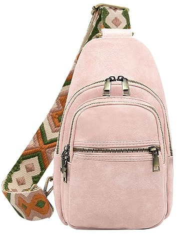 Long Keeper Sling Bag Brusttasche PU Leder Crossbody Bag Damen Rucksack Sling Tasche Reise Outdoor Daypacks Schultertasche Umhängetasche für Damen Herren