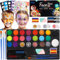 DONGQI Pinturas Cara para Niños, 20 Colores Pintacaras Infantil HipoalergéNico, UV Fluorescente Pintura Cara para Niños, Maquillaje para Niñas Halloween Festival Fiesta Cosplay