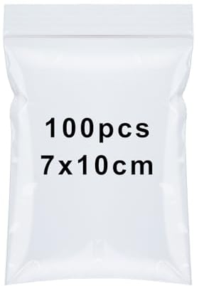 Small Grip Seal Bags 100Pcs 10x7cm Mini Sealable Plastic Bags Little Clear Ziplock Bag Reusable Tiny Transparent Polythene Pouches for Storage Beads Cookies Candies Jewellery Spice
