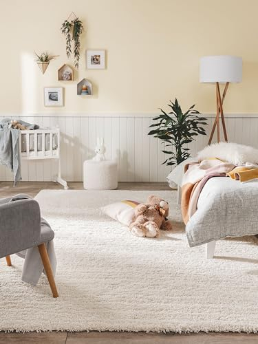 benuta Nest Hochflorteppich Sera - Creme 80x150 cm - Waschbar & Zuschneidbar - Flauschiger Teppich für Wohn- und Schlafzimmer - Fußbodenheizung Geeignet