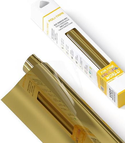 POLI-FLEX® BRILLIANT (MIRROR) Transferfolie für Textilien – Brilliantfolie mit Spiegeleffekt zum Aufbügeln, Plotterfolie für DIY Shirts, Gold, 30,5 cm x 61 cm