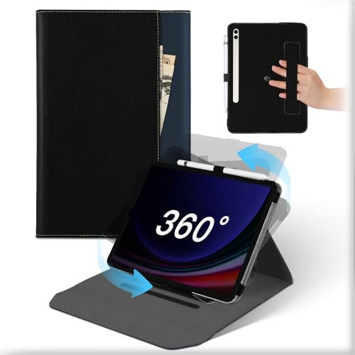 For Samsung Galaxy Tab S9 Ultra 2023/S8 Ultra 2022/S10 Ultra 2024 14.6 inch Case, Leather 360°Rotating and Detachable Stand Folio Cover with Pencil Holder, Auto Wake/Sleep Flip Protective Tablet Case