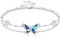 DAYLINLOVE Schmetterling Armband 925 Sterling Silber Doppelschichtige Kette Schmetterling Schmuck Geschenke für Frauen