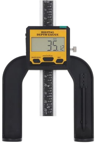 Digitaler Höhenmesser, Digitaler Tiefenmesser 0 Bis 80 Mm, Hochgenauer Multifunktionaler Digitaler Tiefenmessschieber, Feststellschraube, Holzbearbeitungswerkzeug für Bau,