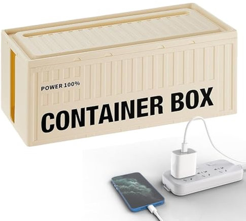 Desk Cable Organizer Box | Cord Storage Solution with Dustproof Cover | Innovative Cable Management | Heat Dissipation and Surge Protector for Safe Use of TV and Electrical Wires | Great for Home