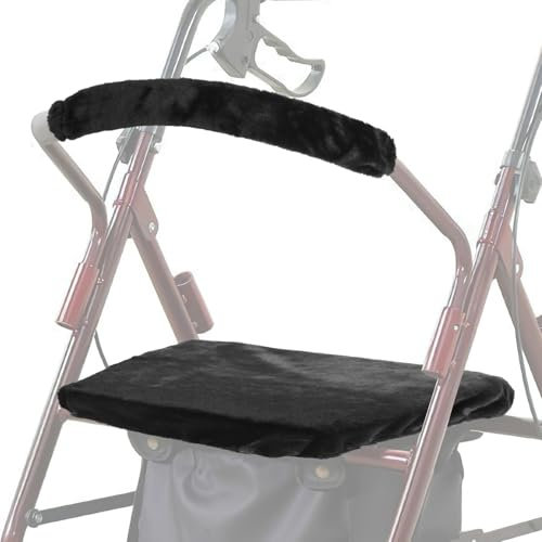 Rollator Walker Sitzbezug und Rückenlehne Deckung,Anti-Rutsch & Thermal Rad Rollatoren Rückenlehne Gepolsterte Abdeckung für Senioren Ältere Behinderte,Weiches Kunstfell,Abnehmbar & Waschbar