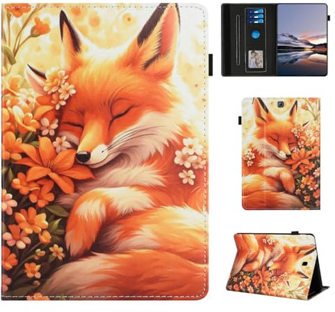 Vaitasy Funda para Samsung Galaxy Tab S2 9.7 Pulgadas 2015 (SM-T810/ SM-T815), Soporte Múltiple Ángulo Carcasa con Portalápiz Cover para Galaxy Tab S2 9.7 - Zorro de Flores