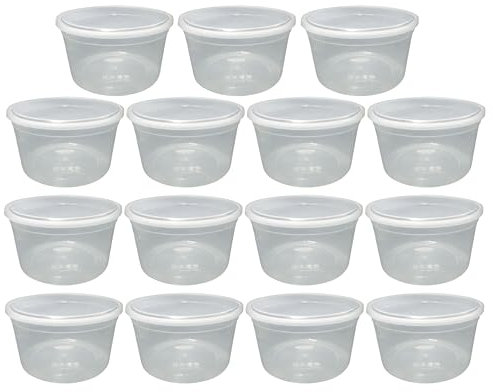 FotoStation Pack of 15 Large Clear Round Plastic 3d Printer Filament Storage Container Boxes with Airtight Lids (4L Litre)