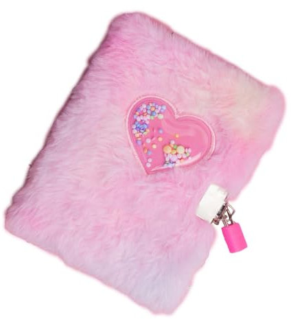 Rosa Tagebuch mit Schloss, Herz-Tagebuch für Mädchen | Geheimes Notizbuch für Mädchen, Tagebuch zum Schreiben - Geheimes Schreibtagebuch für Kinder und Mädchen, Plüsch-Notizbuch für Zuhause, Schule, R