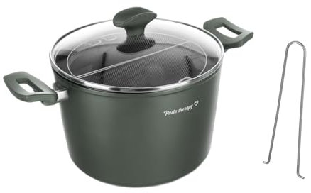 Vaso per pasta 22 cm verde con 2 cestini e coperchio