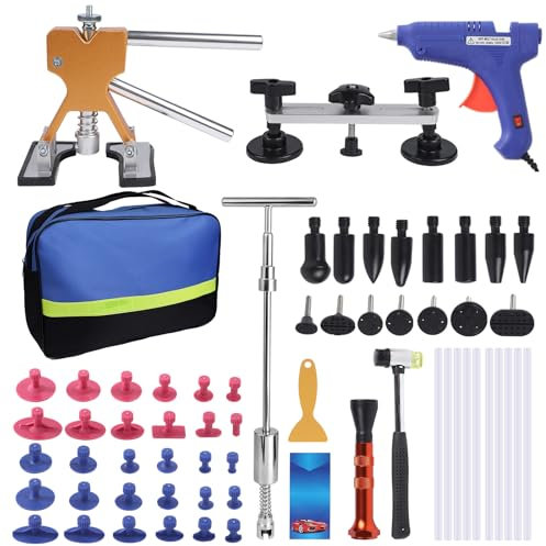 66 pcs Dellen Reparaturset Auto Set, Auto Beulen Reparatur & Ausbeulwerkzeug, DIY Auto Beulenzieher & Beulen Reparaturset, Dellenreparatur Werkzeug-Set, Mit Gleithammer, Heber, Beulenabziehers