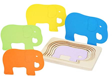 JOINPAYA Wooden Jigsaw Puzzle for Boy Girl Multi-layer Educational Toy with Bright Colors Enhances Spatial Logic and Animal Recognition Skills for Young Learners