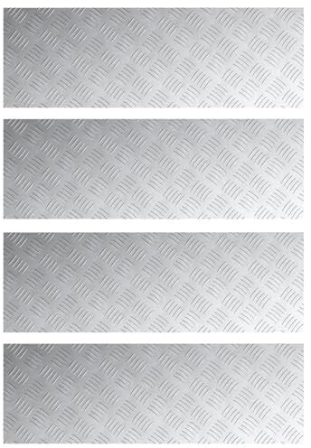Conjunto de 4 Escalones de Caucho vidaXL | Forma Rectangular | Alfombrilla Texturizada Resistente al Agua y Antideslizante | Gris | Uso Interior y Exterior | Patrón Geométrico | Alfombrillas de Segur