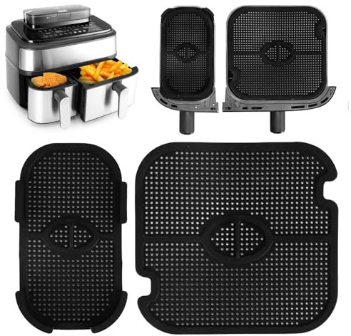 2 Stück Silikon-Spritzschutzzubehör für Phillips Airfryer 3000/5000 Dual Basket,Verbesserte Verstärkungen für mehr Haltbarkeit und Einfache Reinigung