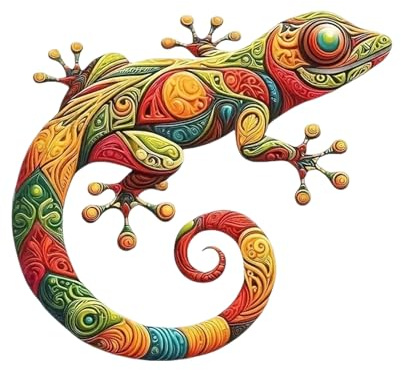 Generisch Gecko Wandkunst, Echsendekor | Echse Metal Art Outdoor Decor | Eisen wasserdichte farbenfrohe Skulptur, Wohndekorationen für Garten, Hof, Zaun, Terrasse, Haustür