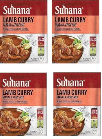 Suhana Spices Mix Powder (Ready To Eat) - Curry Masala Recipe Mixes Casserole Seasoning Herbs - Simplifies & Speeds Up Cooking Process (Pack of 4, Lamb Curry Mix 80g (RTE))
