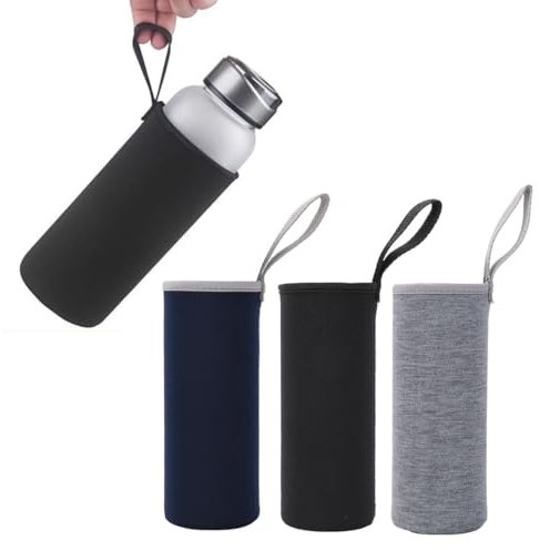 JEYORZY 3 Stück Wasserflaschenhalter, Neopren Flaschen Schutzhülle, Wasserflasche Tasche Mit Verstellbarem Schultergurt Trinkflasche Beutel, Isolierte Flaschenhalter Für Wandern Radfahren, Mehrfarbig1