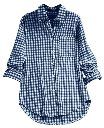 Chemisier traditionnel à carreaux pour femme - Chemise à carreaux rouge et blanc - Coton et lin - Grande taille - Chemise traditionnelle - Boutonnière - Tuniques