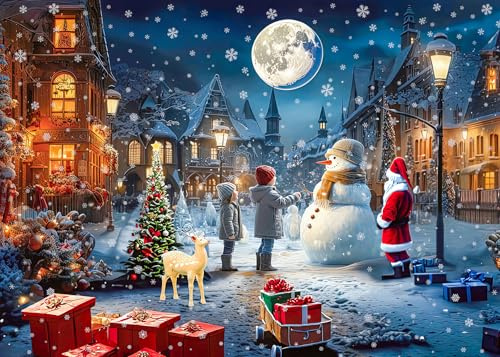 Weihnachten Puzzle Puzzles 1000 Teile für Erwachsene-Schneemondanacht Weihnachtspuzzle Erwachsene 1000 Teile Puzzles 2025 Weihnachten Puzzles für Senior Teens Festival Puzzle
