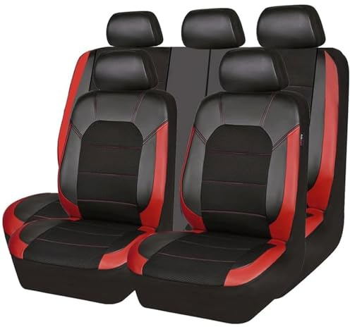 Sitzbezügesets Für FIAT Panda 3. Series (Type 169) 2003-2012,Leder Autositzbezüge Vorne Hinten Schonbezüge Wasserdicht Bequem Anti-Kratz Autositz Zubehör Innenraum,C/Red