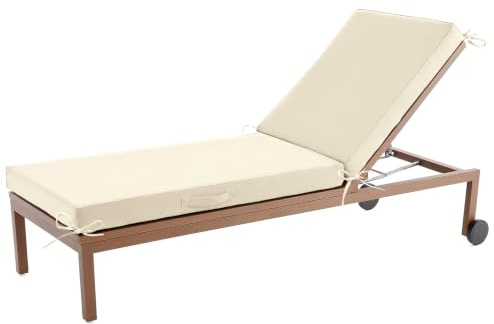 Aocase Sonnenliege Auflage, Deckchair Auflagen, Liegenauflagen für Gartenmöbel Wasserdicht, liegestuhl Auflage Mit Einstellband,für Sonnenliege Gartenmöbel Matratze,Elfenbein,190x60x10cm