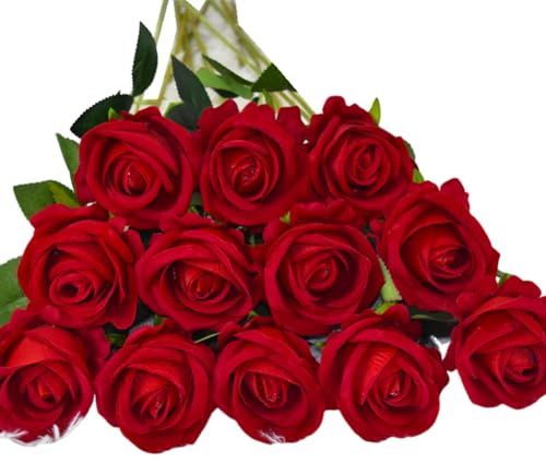 Flaroey Velluto Rosa Matrimonio Soggiorno Ornamenti Fiori Finti Decorazione Domestica Simulazione Bouquet Rosso