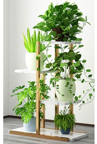 DECORN Support pour Plantes d'intérieur Étagère à Fleurs en métal pour Plusieurs Plantes Présentoir de Porte-Fleurs d'angle Haut, pour Patio, Jardin, Salon, Balcon, Chambre à Coucher,Blanc,4 Tier