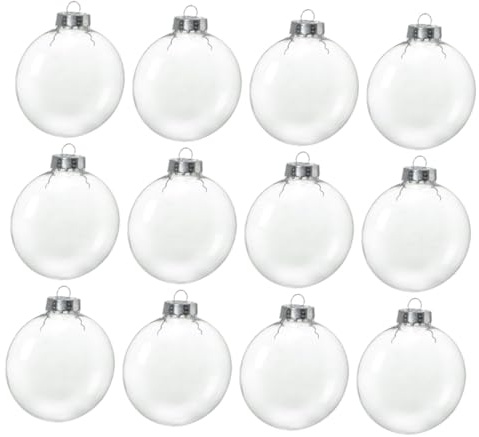 Alipis 12 Bolas de Navidad Transparentes Colgantes de Vidrio de 8 CM Decoraciones Navideñas para Árbol Adornos para Fiestas y Suministros Navideños