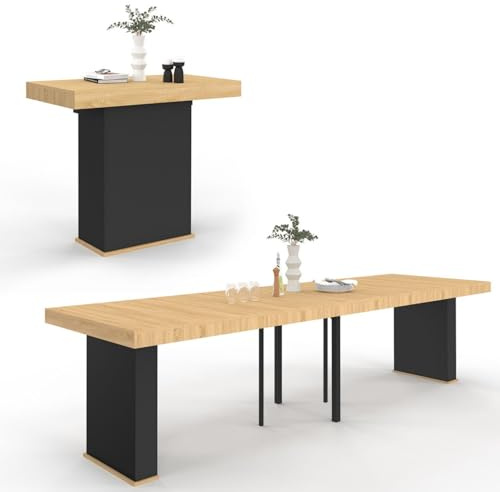 IDMarket - Ausziehbarer Konsolentisch Eden 14 Personen 300 cm Holz und Schwarz