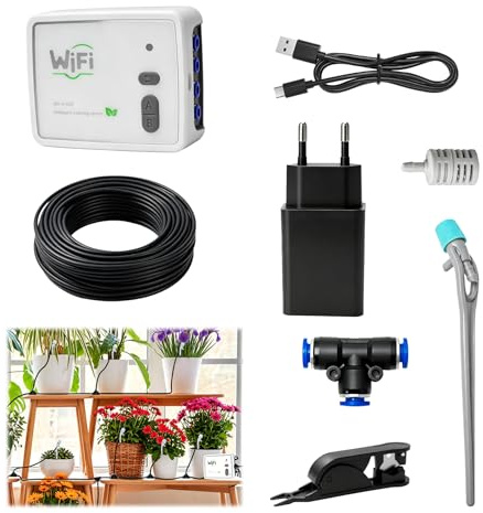 Sistema De Riego Automático Wifi, Sistema Inteligente De Riego Por Goteo De Doble Bomba, Controlable a Través De La Aplicación, Juego De Riego Por Goteo Ajustable, Adecuado Para Plantas Interiores