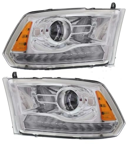 Barhbt Ensemble Phare Avant Phares Avant À Projecteur LED Avec Feux De Jour Pour Dodge Ram 1500 2500 3500 (2013-2018) Côté Conducteur Et Passager(Pair White)