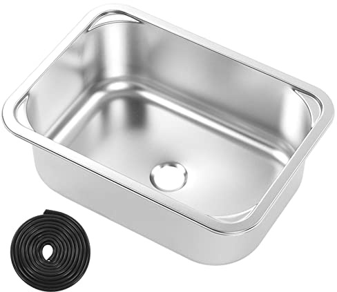 ZAICOLER 304 Edelstahl-Waschbecken für Wohnmobile, Wohnmobil-Waschbecken, Wohnmobil-, Bündig Montiertes Design, Gebürstete Oberfläche, Rostbeständig, 345 X 245 X 136 Mm