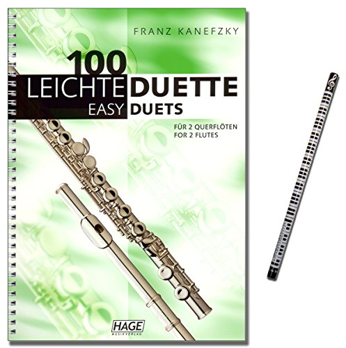 100 Leichte Duette für 2 Querflöten - Notenbuch in C - eine tolle Sammlung von 100 sehr leichten bis leichten Duetten - Autor: Franz Kanefzky - mit Musik-Bleistift - EH1504 9783866261846