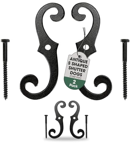 Cast Iron Window Shutter Dogs (2 Pairs) Vintage Style 6-1/2 H X 2-1/4 W