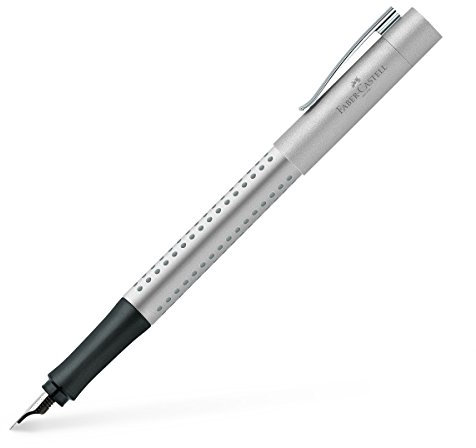 Faber-Castell Grip 2011 Fountain Pen, F Nib Silver Silver