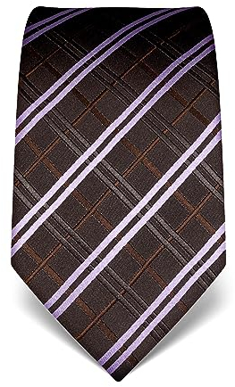 Vincenzo Boretti Cravate homme, pure soie, haute densité de tissage, anti-tâches, anti-salissures, hydrofuge, longue, accessoire pour la chemise et costume - motif à carreaux lilas clair