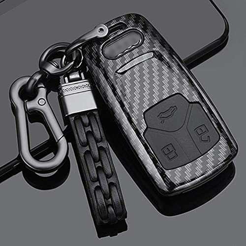 ontto Autoschlüssel Hülle Fernbedienung Cover für Audi A4 B98 S4 RS4 A5 F5 RS5 A6 A7 A8 D5 Q2 Q5 Q7 SQ5 SQ7 TT TTRS R8 Plastik Schlüsselhülle Schlüsselanhänger Schlüssel Schutz Etui-Kohlefaser Schwarz