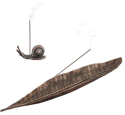 UTRUAGN Räucherstäbchenhalter Incense Holder Ash Catcher Leaf Räucherstäbchenhalter Retro Räucherstäbchenhalter mit Schnecke Räucherstäbchenhalter Räuchergefäß für Büro, Bad, Schlafzimmer, Garten