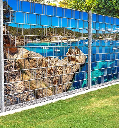 MyMaxxi Infinity Zaunsichtschutz | Strand 02 Teil2 Motiv 9 Streifen | Sichtschutzstreifen für Doppelstabmattenzaun | Windschutz Sonnenschutz Blickdicht | Sichtschutz Garten | Sichtschutz