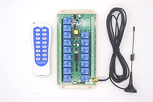 AC220V 230V 16 Kanäle Relais Fernschalter Relais Funk Empfänger 16 Taste Fernsender Kontakt Licht Lampe Vorhänge Zutrittskontrollsystem Industrielle mit Antenne