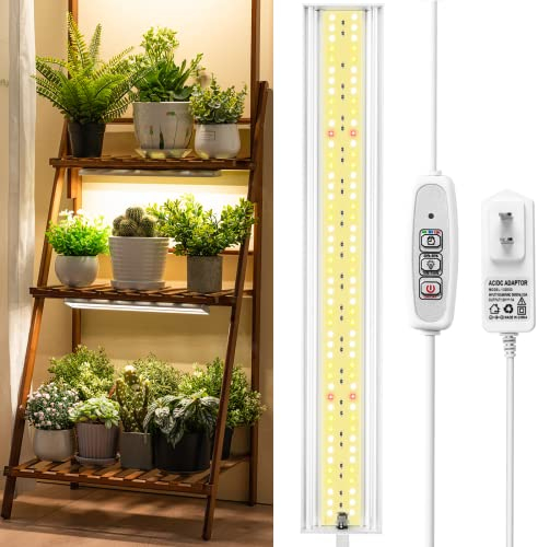 FOXGARDEN Grow Light, Striscia di Luce a Spettro Completo per Piante da Interno, Lampada di Crescita Luminosa con 96 LED e Timer Automatico On/Off 4/8/12H, 4 Livelli di Luminosità Dimmerabile