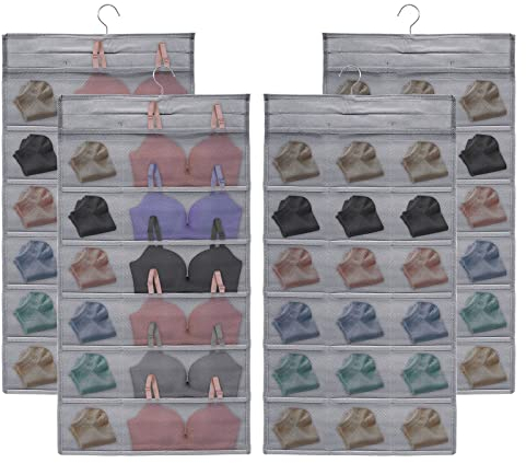 AMJKEJI 2PCS Kleiderschrank Organizer Hängend für Unterwäsche Socken BHS, 30 Taschen Doppelseitig Aufbewahrung Netztaschen, Faltbar Platzsparend Hängeorganizer für Panty, BH, Krawatten
