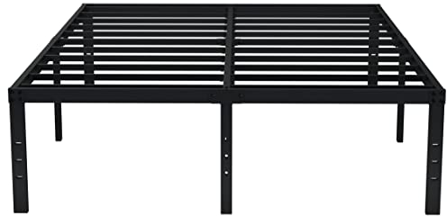 EMODA California King Bettgestell, 45,7 cm, robust, hoch, Metall, Cal King Plattform mit großem Stauraum, keine Boxspringfeder erforderlich, geräuschfrei, schwarz