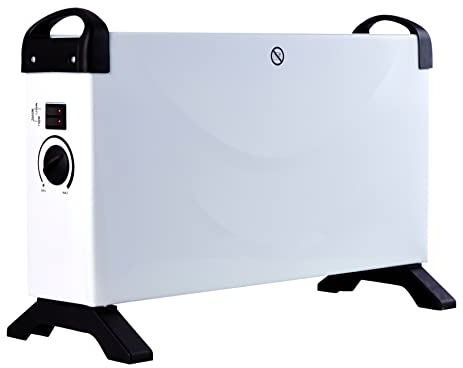 Spetebo Mobile Elektro Heizung weiss mit 3 Heizstufen - 52 x 34 cm - Konvektor Heizgerät Heizkörper bis zu 2000 Watt mit Standfüßen