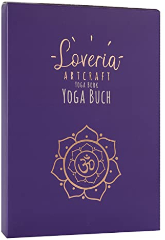 Loveria Yoga Buch A5-192 Seiten, Lineatur Gepunket, inkl 2 Lesezeichen, Stiftehalter, 3 Papierklammern | Blume des Lebens, hochwertiges Papier 120 GSM, 5mm Dotted, Lila