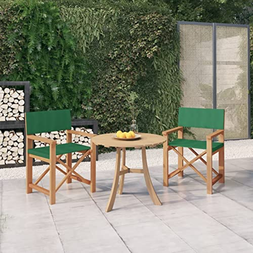 JUNZAI Regiestühle 2 STK Gartenstühle, Balkonstuhl, Terrassenstühle, Gartensessel, Garten Stühle, Gartenmöbel, Balkon Stühle, Sessel Outdoor, Massivholz Teak Grün