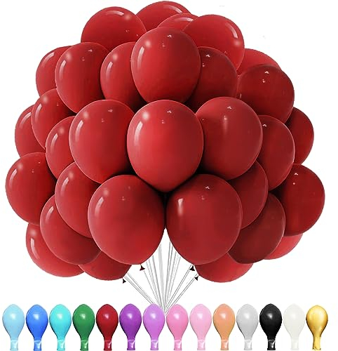 Luftballons Rot, 100 Stück 10 Zoll Matt, 2.2g Latex, für Geburtstagsfeiern, Jubiläumsfeiern, Hochzeiten, Baby Party, Partydekorationen