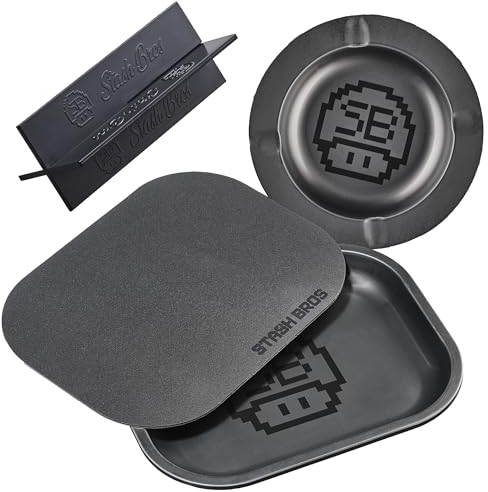 Stash Bros Rolling Tray Bundle With Magentic Lid, Rolling kit with V-Cradle, Rolling Trays, Rolling Tray Set