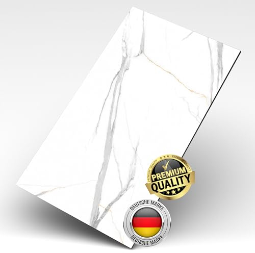 AS Country Stone Wandpaneele in Marmoroptik - 60x120 cm | PVC Wandverkleidung mit echtem Quarz und Steinmehl für Küche, Bad & mehr | Küchenrückwand Platte Wandpaneel | Calacatta White