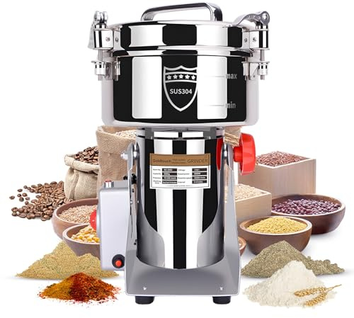 Goldtouch GetreidemüHle Elektrische 2000g 3600W Electric Grain Mill 32000U/min 304 Edelstahl Kommerzieller Motor mit Überlastschutz,70-300 Mesh Mehlmühle,Schaukelnde Basis Kornmühle für Reis,Zimt,Mais